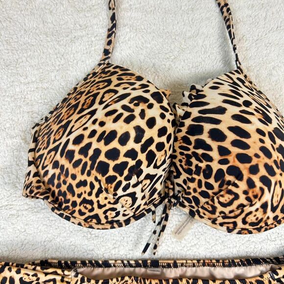 Victoria’s Secret Y2K Leopard Mcbling Gyaru 2000s Bombshell Push-Up Swimsuit - Picture 3 of 6